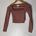 Babaton  2xs Contour Square neck Long‎ Sleeve Crop Top Mauve Rose Photo 0