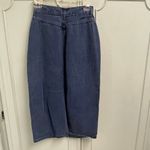 Vintage 70s 80s Chic High Rise Denim Skirt Size 0 25" Waist Midi Made in USA Blue Photo 1