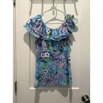 Lilly Pulitzer  Womens Wynne Casual Top Blue Floral Short Sleeve Off Shoulder M Photo 1