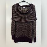 Cache Plum Purple/Gold Cowl Neck Knit Pullover Sweater Size Large Photo 9