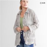 Free People  Gray Velvet Button Down Shirt Size Small My Best Top Oversized Photo 3