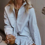 NWOT Acler Striped Wrap Shirt Top Gray Size 8 Photo 0