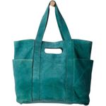 Free People NWT  Suede Caravan Tote Bag Pine / Teal Blue Green Purse Photo 1