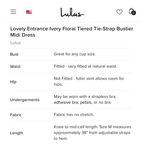 Lulus β
NWT Lovely Entrance Tiered Tie-Strap Bustier Midi Dress - Ivory Floral β
Photo 13