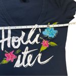 Hollister Y2K Hibiscus Flower Accents Navy Fitted TShirt Small Coastal Surf Chic Photo 6