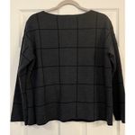 Eileen Fisher  Sweater Sz Small Gray Windowpane Fine Merino Wool Boxy Soft Dressy Photo 1