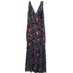 Eliza J Sequin Floral Maxi Gown V-Neck Nlack Women’s 10 belt/sash not included Photo 3