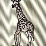 Las Olas Casual Shirt Women's M Embroidered Giraffe Elephant Striped Button Up Photo 2