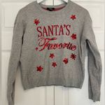Forever 21 Holiday or Ugly Christmas Sweater gray crew neck with red sequin writing size L Photo 0
