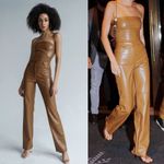 NEW Cultnaked Killa Choco Brown Vegan Faux Leather High‎ Rise Straight Pants XS Photo 5