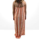 Sage The Label  Orange White Tie Dye Striped Halter Hi-Low Dress Photo 3