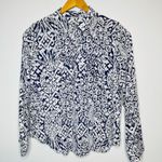 Lilly Pulitzer Sea View Peacock Button Down Shirt Size XL New White/Navy Photo 4