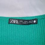 ZARA  Green Ribbed Knit Long Sleeve Square Neck Midi Dress size large Photo 2