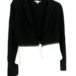 Charming Charlie Black White Zipper Peplum Blazer Jacket Size Medium Photo 5