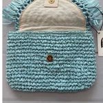 BTB Los Angeles Riley Fringe Straw Clutch Bag Blue Photo 4