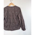 Madewell  Womens Top Brown Floral Ditsy V Neck Long Sleeve Blouse Boho Small Photo 9