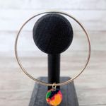 Vintage Bracelet 9" Gold Tone Bangle with Fluffy Multi Colored Ball Charm Photo 7