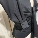 idem Ditto  Black Ruched Front Long Sleeve Collared Button Up Shirt Top Gothic L Photo 4