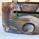 Anuschka  Hand Painted Leather Shoulder Bag Butterfly Floral Art Purse Photo 9