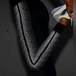 Fabletics SculptKnit High-Waisted Reflective Black/Silver Leggings Photo 1