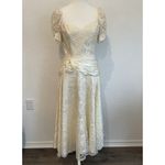 Made In USA Ivory Satin White Lace Dress Size 8 Vintage 1980s Photo 1