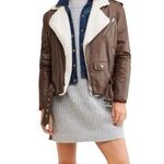 Pistola Blaine Sherpa Collar Moto Jacket Brown Vegan Leather Size Small Photo 0