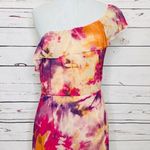 Bebe One Shoulder Pink Purple Orange Floral Maxi Dress Size Small Spring Summer Photo 3