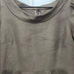 Chocolate Brown Linen Silk Blend Puff Sleeve Mini Dress Photo 3