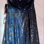 Bebe Black and Blue Sequin A-Line Skirt Photo 0