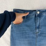 OAT New York Stretch Medium Wash Denim Midi Skirt Size 4 Blue Photo 5