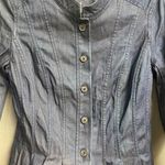 Ann Taylor Loft Jacket Women's 4 Blue Denim Front Button Long Sleeve Pleated B71 Photo 1