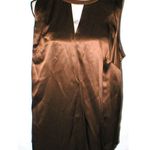 Womens New Ralph Lauren NWT 14W 14 W Silk Suede Dark Chocolate Brown Blouse Key Photo 2