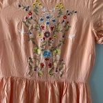 Clad & Cloth Dress Women’s XS Fit and Flare Embroidered Floral Peach Spring Photo 2