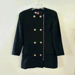 Anne Klein Vintage  Double Breasted Womens Blazer 100%‎ Wool Black Size 8 Photo 4