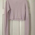 PacSun NWOT Floral Print Long Sleeve Ruffle Hem Sleeves Purple Pink Crop Top Photo 4