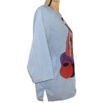 Rare Alfredo’s Wife Blue Southwestern Appliqué 3/4 Sleeve Blouse Indian Women Blue Size XL Photo 3