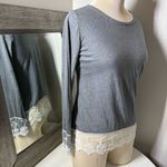 Source Unknown Elegant Gray Top with Lace Detail Photo 13