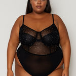 SheIn Black Bodysuit with Rhinestone Accents Photo 0