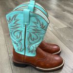 Ariat Leather Western Round Toe Cowboy Boots Turquoise Brown Size 7 Photo 0
