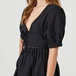 Forever 21 Black Eyelet Puff Sleeve Mini Dress Photo 3