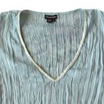 Y2K sequin trim crinkled chiffon cap sleeve top Blue Size L Photo 3