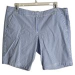 J.Crew  Bermuda Shorts Womens Size 12 Blue White‎ Striped Seersucker Nautical Photo 0