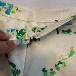 Ann Taylor VINTAGE 100% Silk Ivory Green Blue Floral Pleated A-Line Skirt Sz 4 # Photo 6