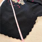 Jantzen Vintage Embroidered Knit Vest Black Floral Button Front Boho 80s 90s S Photo 3