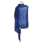 Boho Luxe Fringe Wrap Shawl Blue Bamboo Merino Scarf Naturally Knotty OS Photo 2