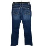 Wrangler SZ 9/10 Bootcut Jeans Mid-Rise Stretch Zip-Fly Whiskered Dark Wash Blue Photo 3