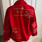 Coldwater Creek  Red Embroidered Twill Jacket Petite Medium PM Photo 4