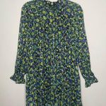 ZARA  Floral Micro Pleat Long Sleeve High Neck Puff Sleeve Baby Doll Mini Dress L Photo 0
