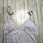 Kona Sol ‎ Women's Purple Gingham One Piece Swimsuit XL Shoulder Tie Photo 2