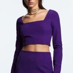 ZARA NWOT   LONG SLEEVES SQUARE NECK DEEP PURPLE CROP TOP BLOGGERS FAV S Photo 1